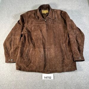 Boston Harbour Jacket Mens XL Brown Leather Full Zip Long Sleeve Outdoor Wear